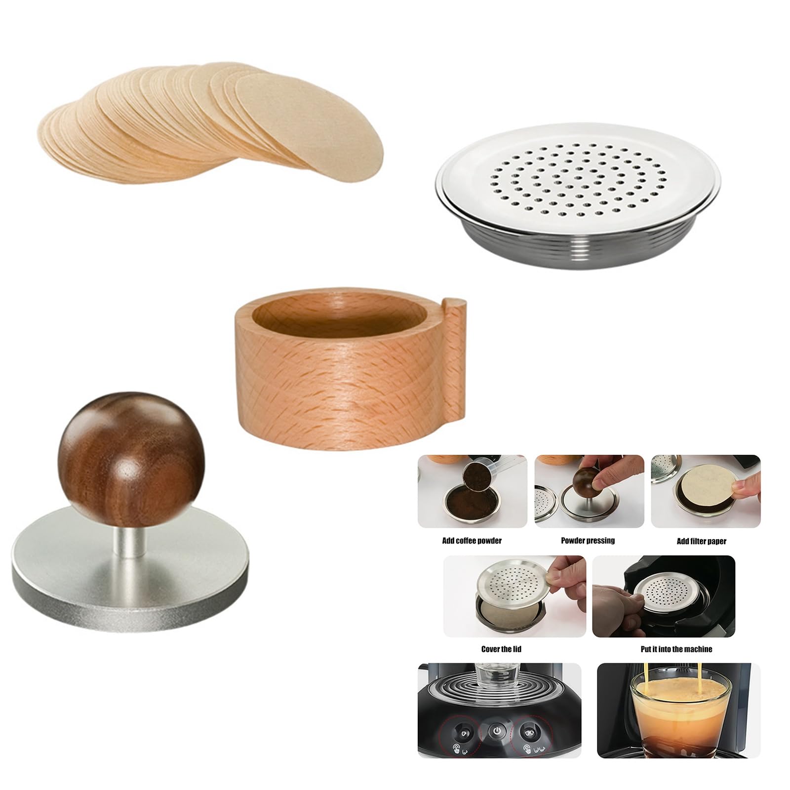 Nachfüllbarer Kaffeekorb für HD6553 / 70 HD7865 / 60 HD6592 / 60 HD7870 / 20 Espressomaschine, Kaffeefilterpapier, Edelstahlfilter