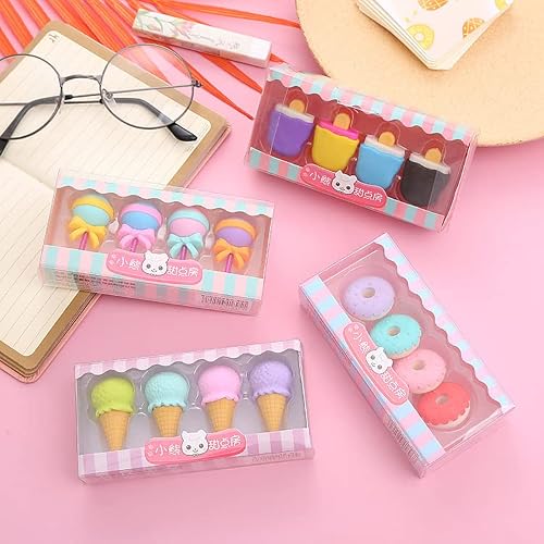 16 Pcs Cartoon Dessert Eraser Gift Box, Eraser Gift Box, Student Painting Learning Stationery Rub, Boys And Girls Prize Gift, Student Kids Prize Gift #TOP1