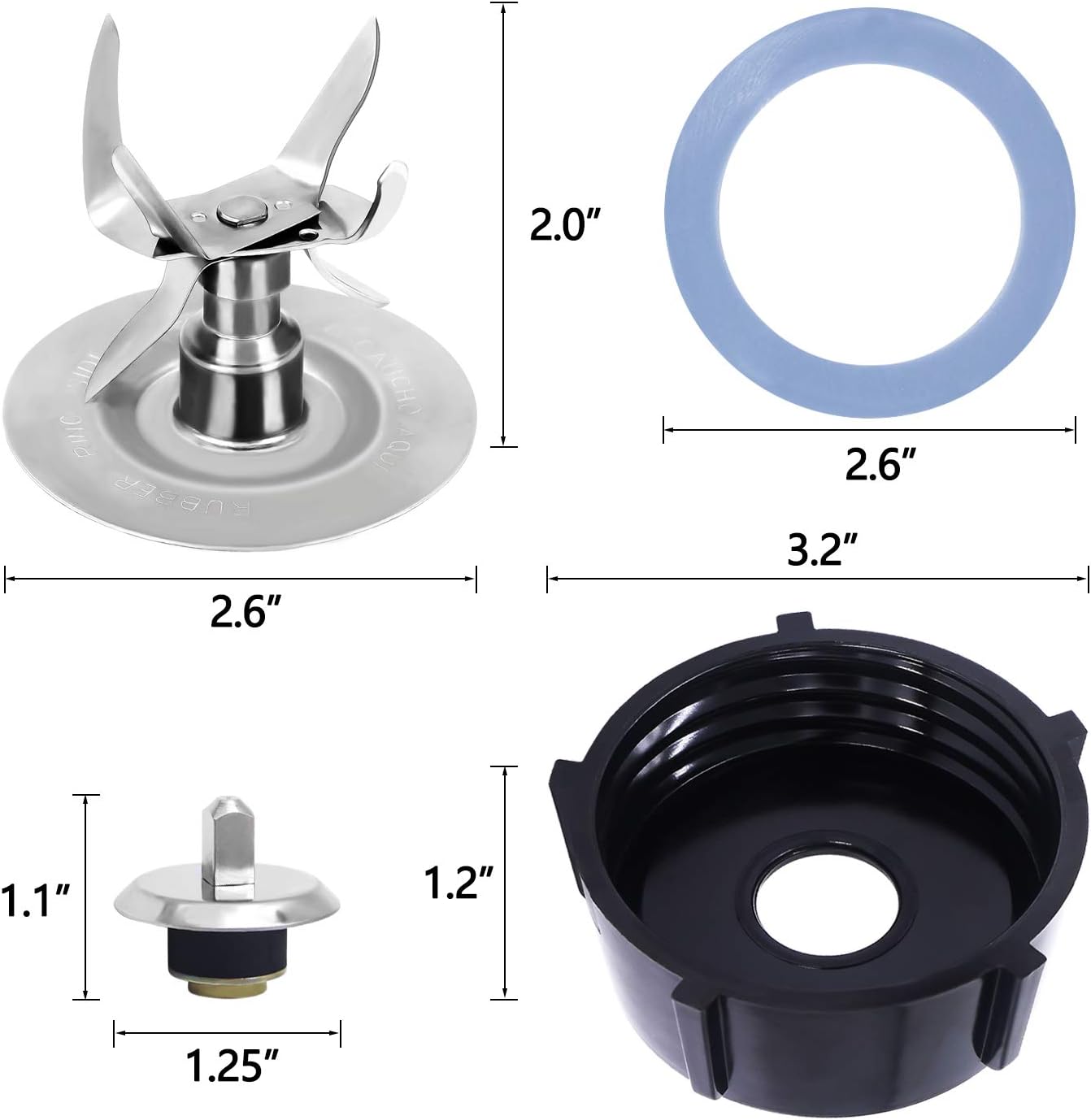 KONIGEEHRE Replacement Parts Compatible with Oster Blender Ice Blades with Bottom Cap Rubber Sealing O-Ring Gaskets Coupling Stud Slinger Pin Kit for Oster & Osterizer Blender Accessories