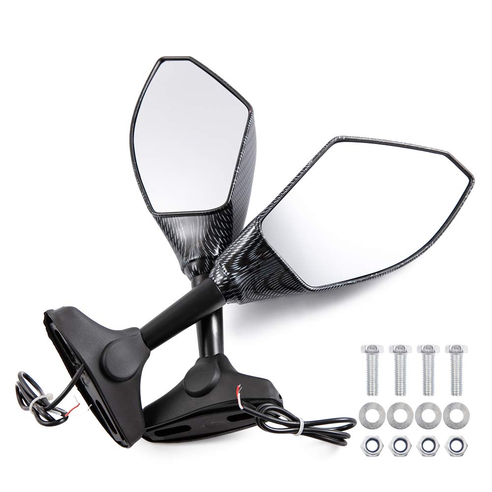 Moto Rétroviseur latéral avec clignotants LED Universel pour Cruiser Street Sport Bike (B)