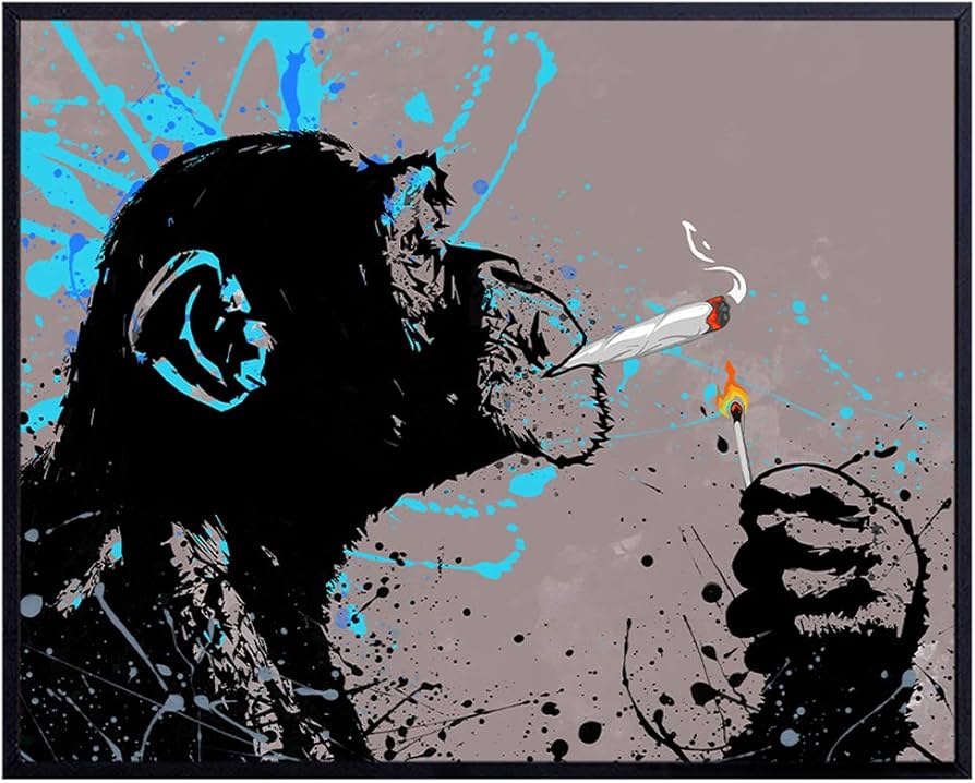 Amazon.com: Original Marijuana Art - Pot Smoking Chimp - 8x10