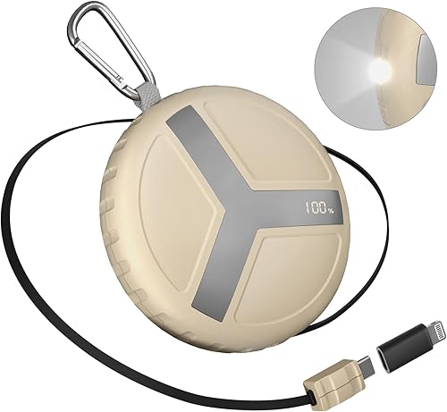 Miniatura 9 de Vivilumens Cargador retráctil de 10,000 mAh, cable incorporado portátil de 22,5 W, batería de carga rápida con USB-C compatible para teléfonos,