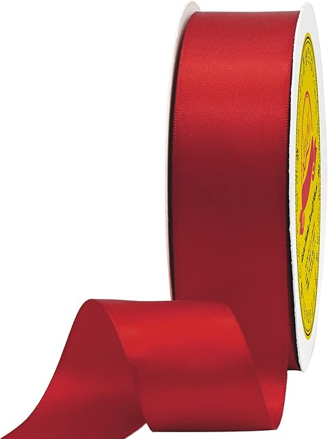 LEEQE Double Face Satin Ribbon 1-1/2" X 50 Yards Polyester Red Ribbon for Gift Wrapping Very Suitable for Weddings Party Hair Bow Invitation Decorations and More