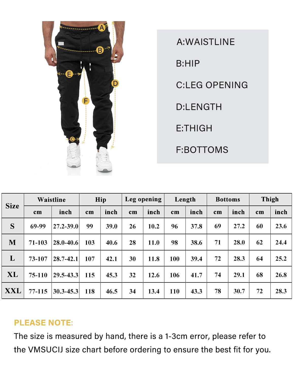 Pantalon Homme Cargo Chino Pantalon de Jogging Hommes Pantalon de Travail Homme Multi Poches Ceinture Élastique Casual de Loisirs