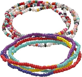 فوتملي مجموعة سلاسل للجسم من الخرز والخصر مكونة من قطعتين - سلسلة خرز ملونة بنمط بوهيمي، مجوهرات عصرية للنساء والفتيات، معدن، زركونيا مكعب