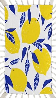 Tropical Lemon Crib Sheets for Boys, Girls Machine Washable Soft Cozy Microfiber Fitted Crib Sheet for Standard Crib and Toddler Mattresses Boys Girls 28x52 Inch