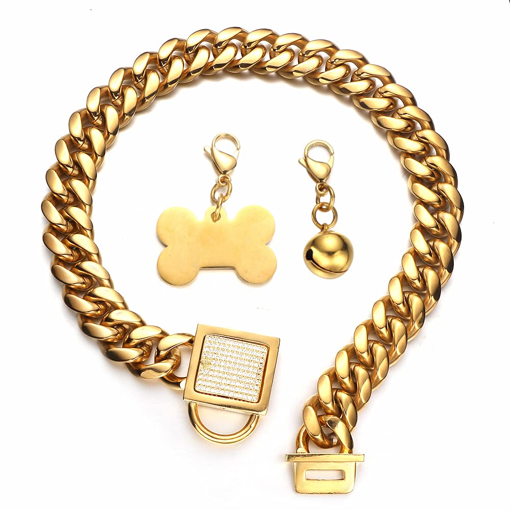 Aiyidi Strong Big Chain Dog Collar For Large Dogs Stainless