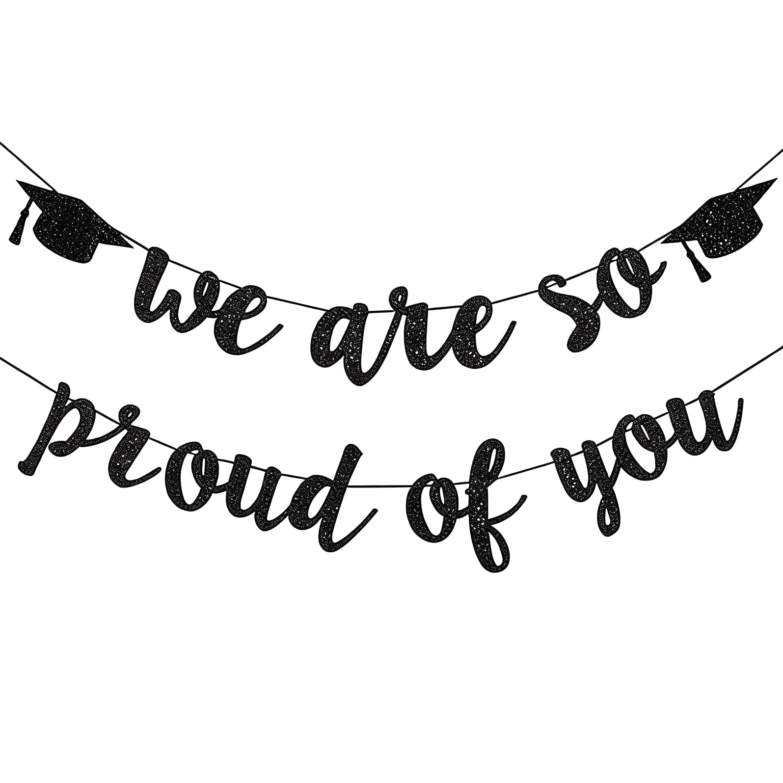 2021 banery z okazji ukończenia szkoły, dekoracje imprezowe, czarny brokat 'We are So Proud of You' banery z okazji ukończenia szkoły, domu, dekoracje samochodowe