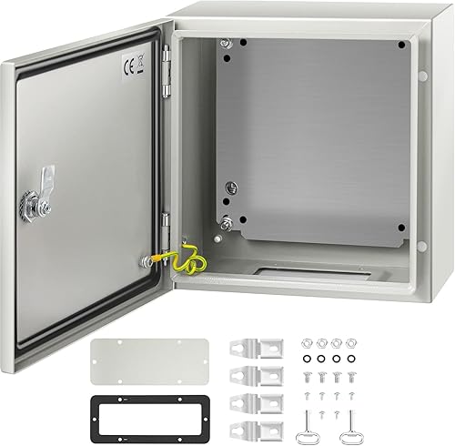 VEVOR Caja de acero NEMA 12 × 12 × 6, caja eléctrica de acero NEMA 4X, IP66 impermeable y a prueba de polvo, caja de conexiones eléctricas para
