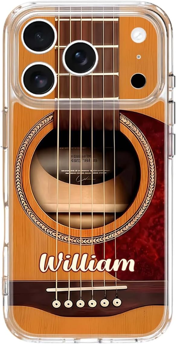 Strumming Through Life, Personalized Clear Phone Case, Gift for Musicians, Musical Notes Phone Cover Gift for Musician, for Guitarists, Gifts for Guitar Players Men Women