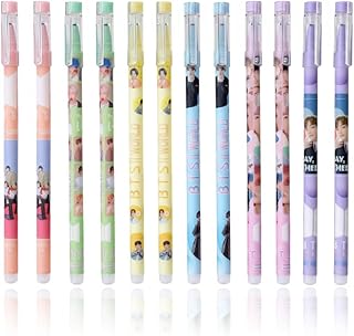Comprar 12 Piezas BTS Papelería Mercancía,6 Diseños Bolígrafo Gel Borrable,BTS Merchandising,Regalos de Colección para Fans,Con Significado Conmemorativo(Negro)