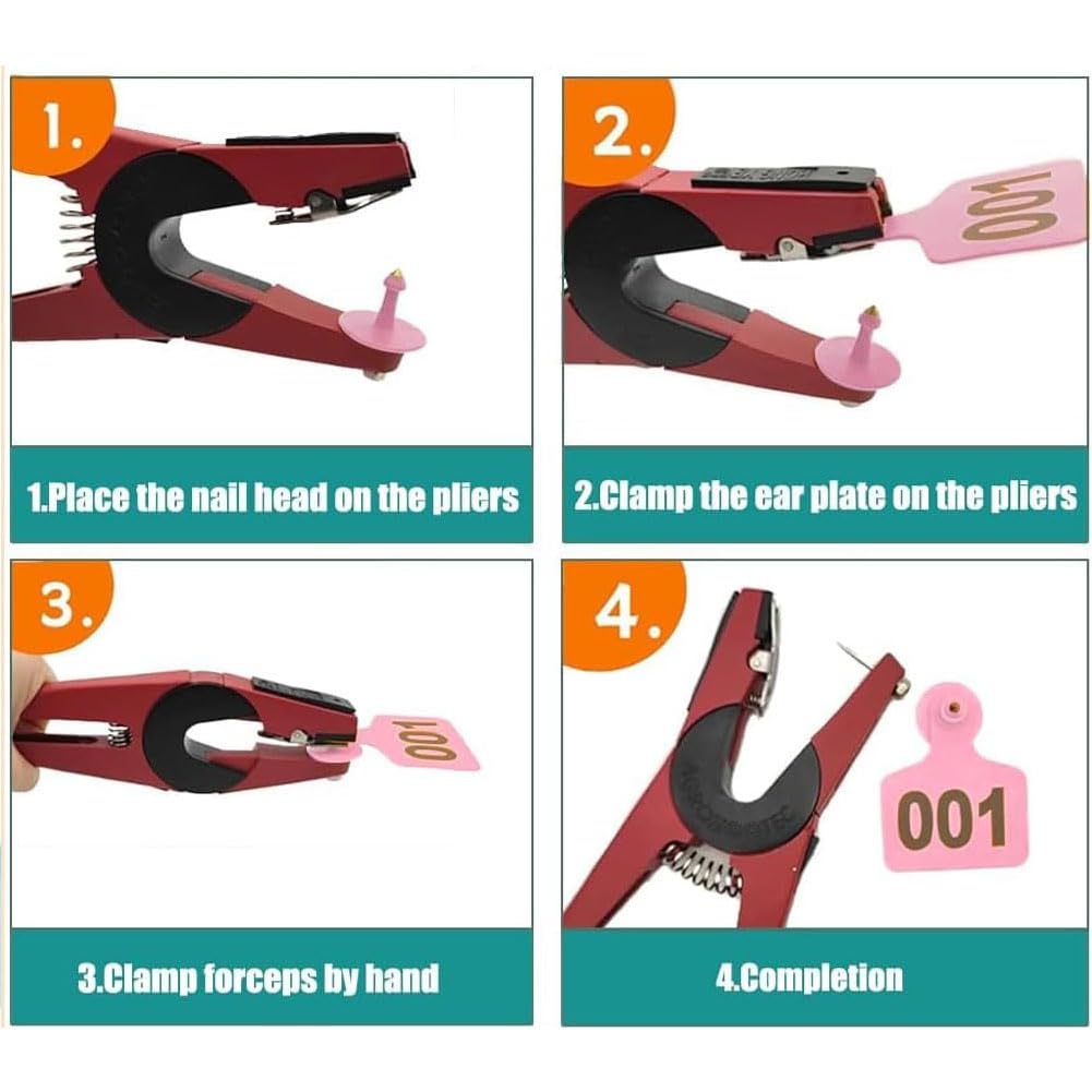 100x Viehohrmarken-Set 7,5x10 Cm – PE, 301-400, Gelb, Lasergraviert, Für Rinder & Co.