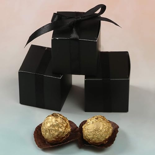 Miniatura 5 de COTOPHER 100 cajas de regalo pequeñas, cajas de regalo de 2 x 2 x 2 pulgadas, cajas de regalo de papel con cintas, caja de dulces para recuerdos de