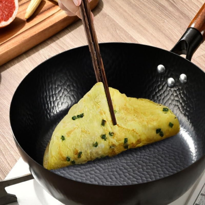Flat Bottomed Frying Pan Non Stick Uncoated Hand Forged Iron