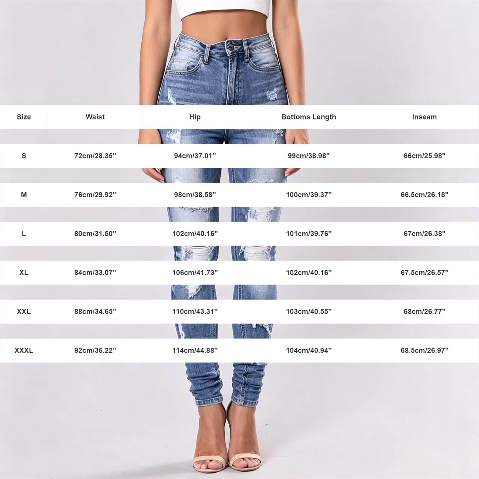 Jeans estivi da donna a vita alta, in mussola, vestibilità slim fit | Comodi pantaloni da donna strappati, vintage, in tessuto elasticizzato, pantaloni da trekking, gamba dritta