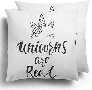 Federa da cuscino Set di 2 unicorni con motivo sono veri slogan Frase di viso carino Informazioni su Astratto Cuscino per bambini in poliestere Divano letto Decor 45X45 cm