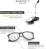 Vista 9 de ANDOILT Lentes de sol polarizados vintage para mujeres y hombres, protección UV, lentes de espejo redondos retro