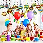 Superhero Party Supplies Decorations 30 Pack Foil Ceiling Hanging Swirls Streams Party Banner Decor for Kids Adults Fashion Hero Birthday Celebrating Party Events Baby Shower Room Wall Decor 30 Counts - Image 2