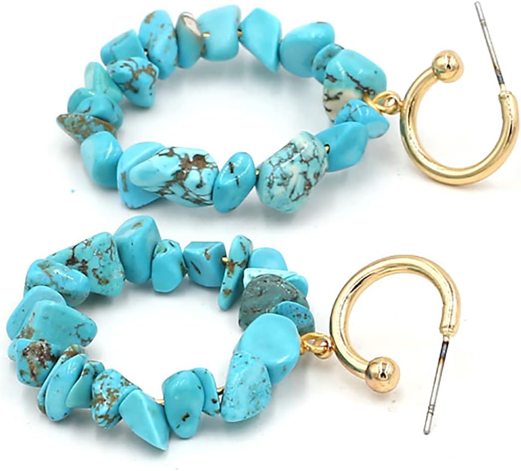 14K Gold Plated Turquoise Earrings for Women Handmade Turquoise Dangle Drop Earrings Turquoise Jewelry for Women - Image 3