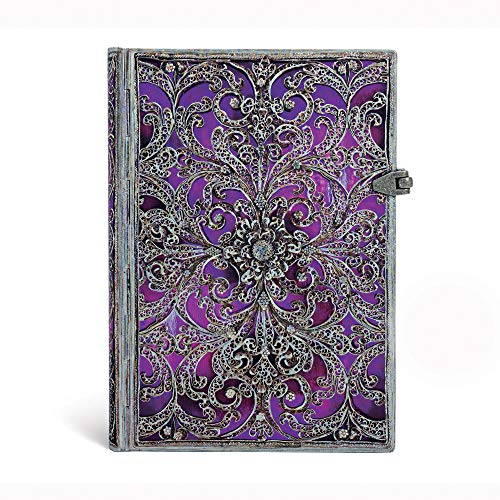 Aubergine Midi Lined Notebook (Silver Filigree Collection)