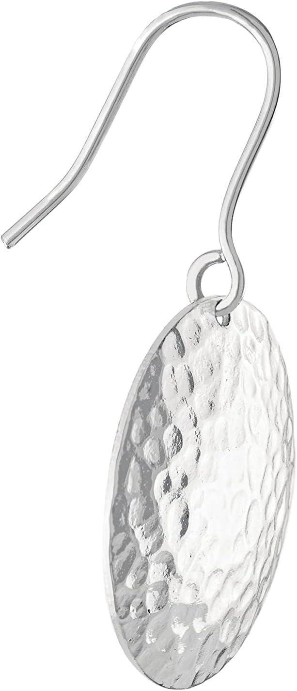 Amazon Essentials Fine Silver Plated 21mm Hammered Circle Drop Earrings - Image 2