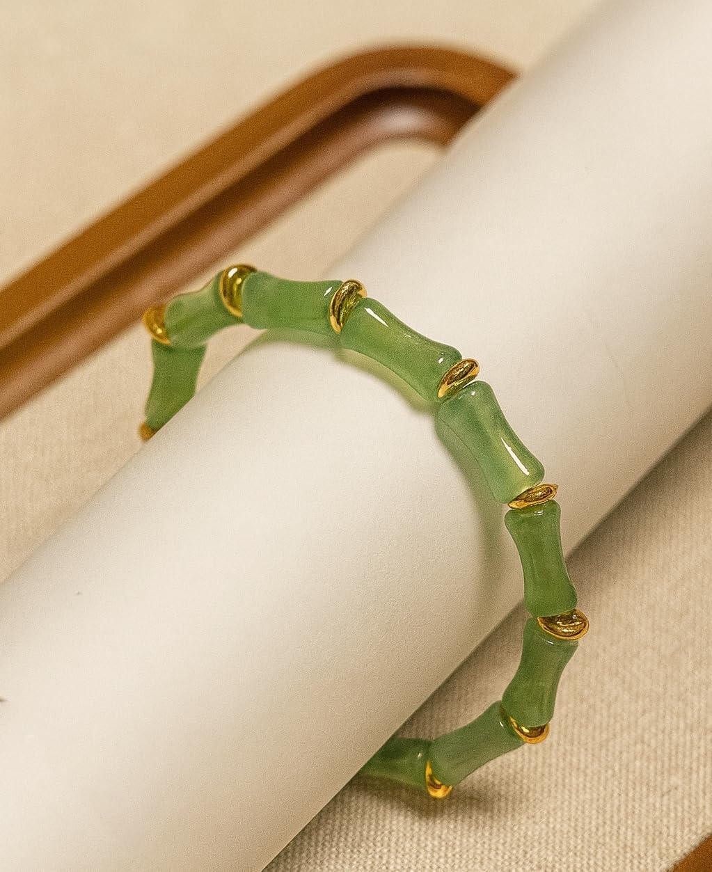 Feng Shui Bracelet, Green Jade Gold Beads Stretch Protection Money Bracelet Wealth For Women Trendy Dainty Waterproof Abundance Rich Fortune Spiritual Jewelry Gift - Image 6