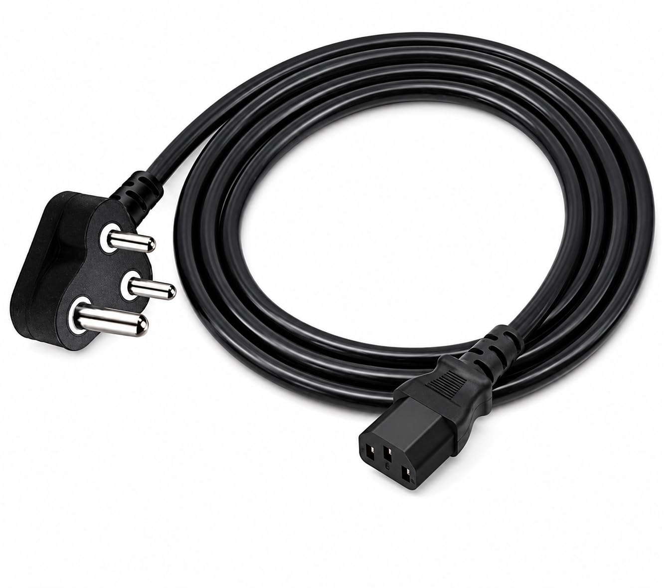 3 Pin India Plug to IEC C13 Power Cord Cable for Desktop PC, CPU, Monitor, Printer, UPS, Server & Projector, Heavy Duty Copper Wire, Black, 1.5 Meter-picture-19