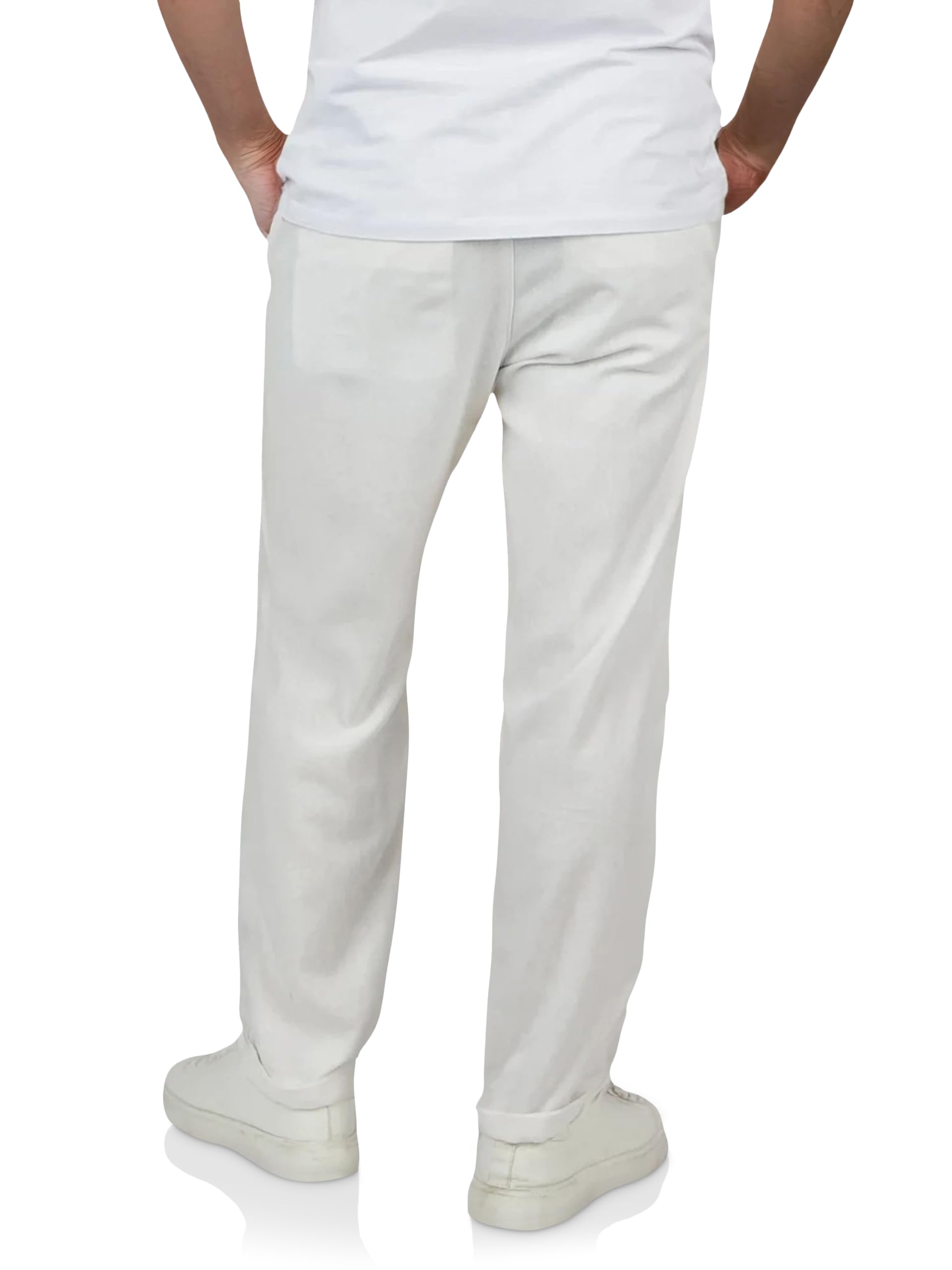 riverso RIVMarco Pantalones de lino largos para hombre, corte regular, pantalones de verano, pantalones de ocio, monocolor, blanco, beige, oliva, azul, negro, S, M, L, XL, XXL, 3XL, 4XL, 5XL