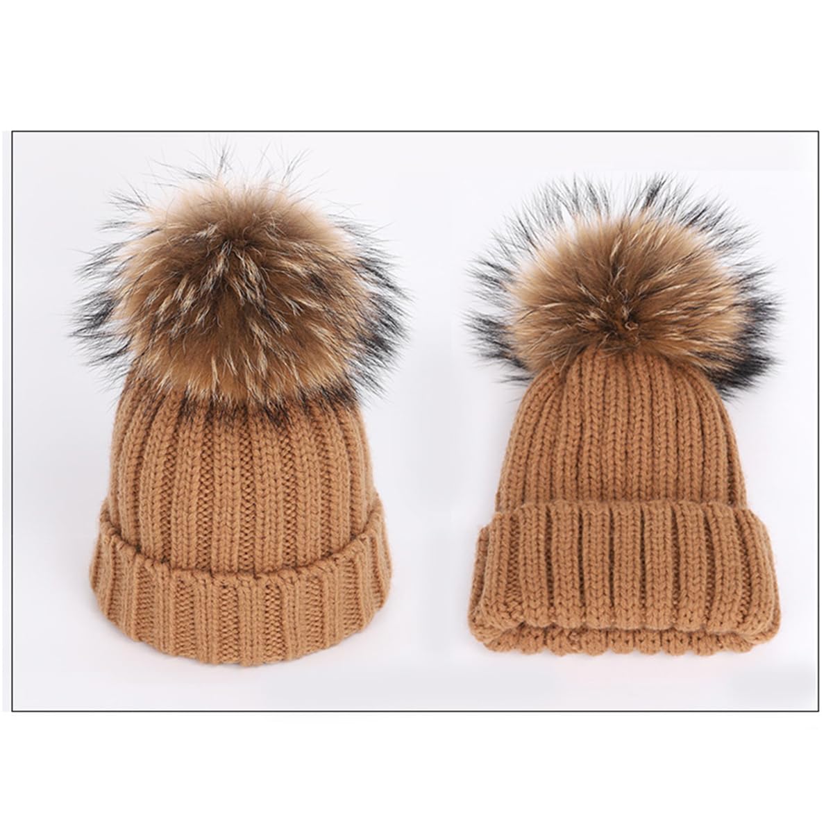 Conjuntos de gorro y bufanda de punto para niños con bolas de peluche, gorro con pompón grueso para otoño e invierno y bufanda larga para niños y niñas