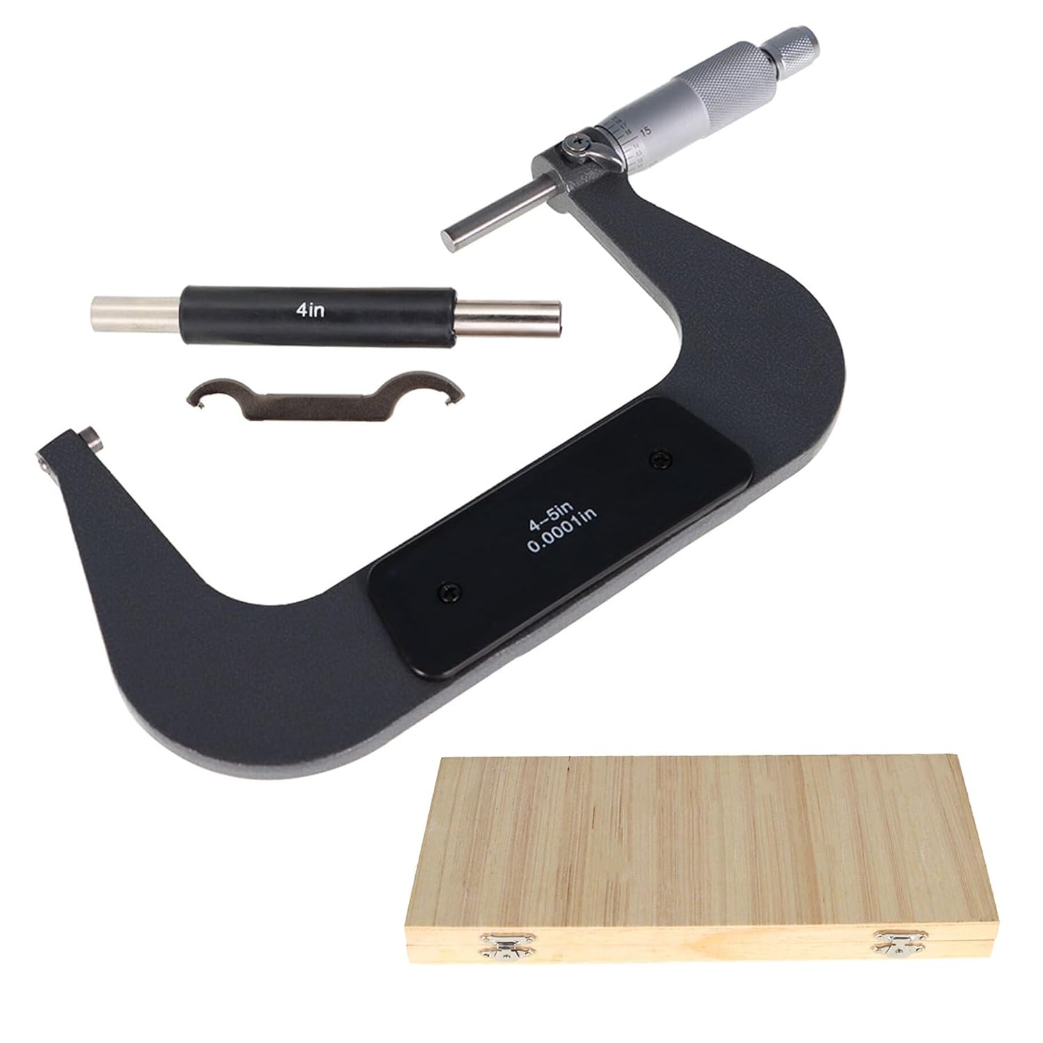 4-5 Inch Outside Micrometer 0.0001 Inch Accuracy Measuring Tool with Equipped Box Measurement Work Tool