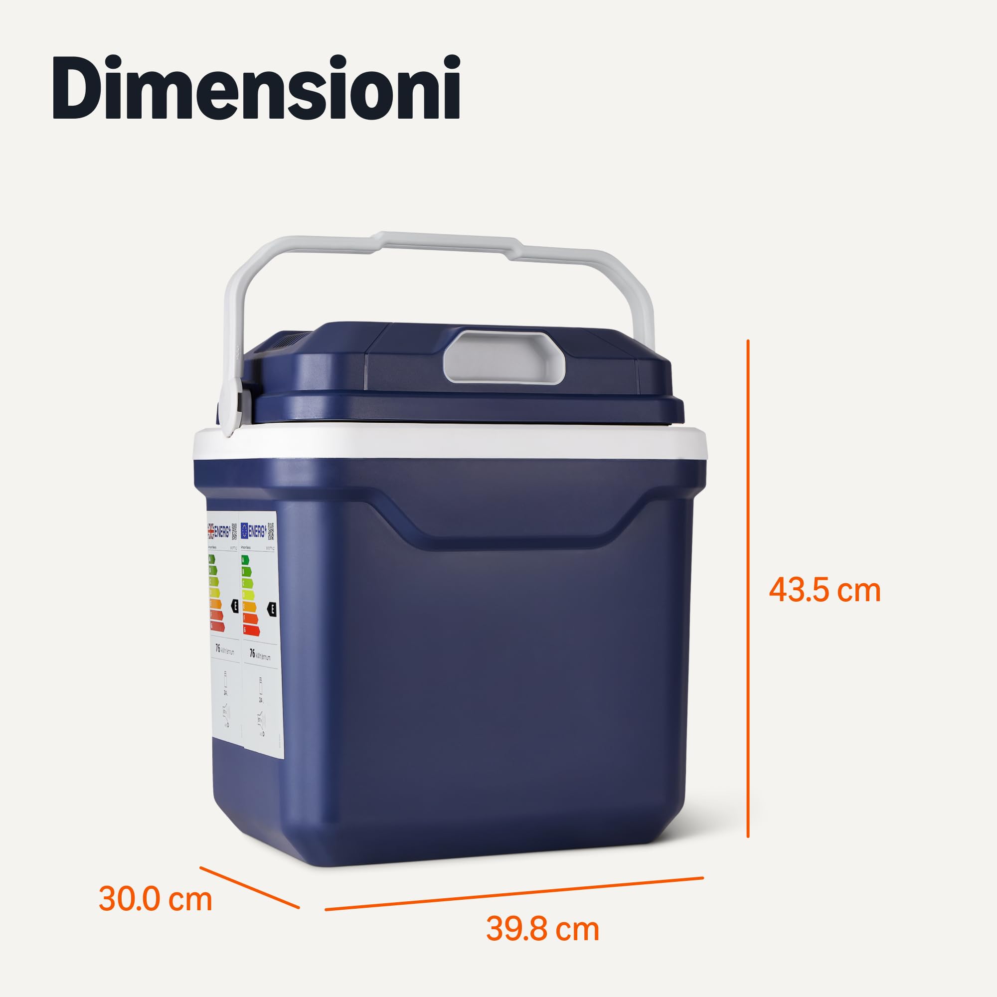 Amazon Basics - Frigorifero Portatile Elettrico, Frigorifero con Funzione Raffreddamento e Riscaldamento, 12 VCC/230 VCA per Veicolo/Uso Domestico, 24 Litri, Blu