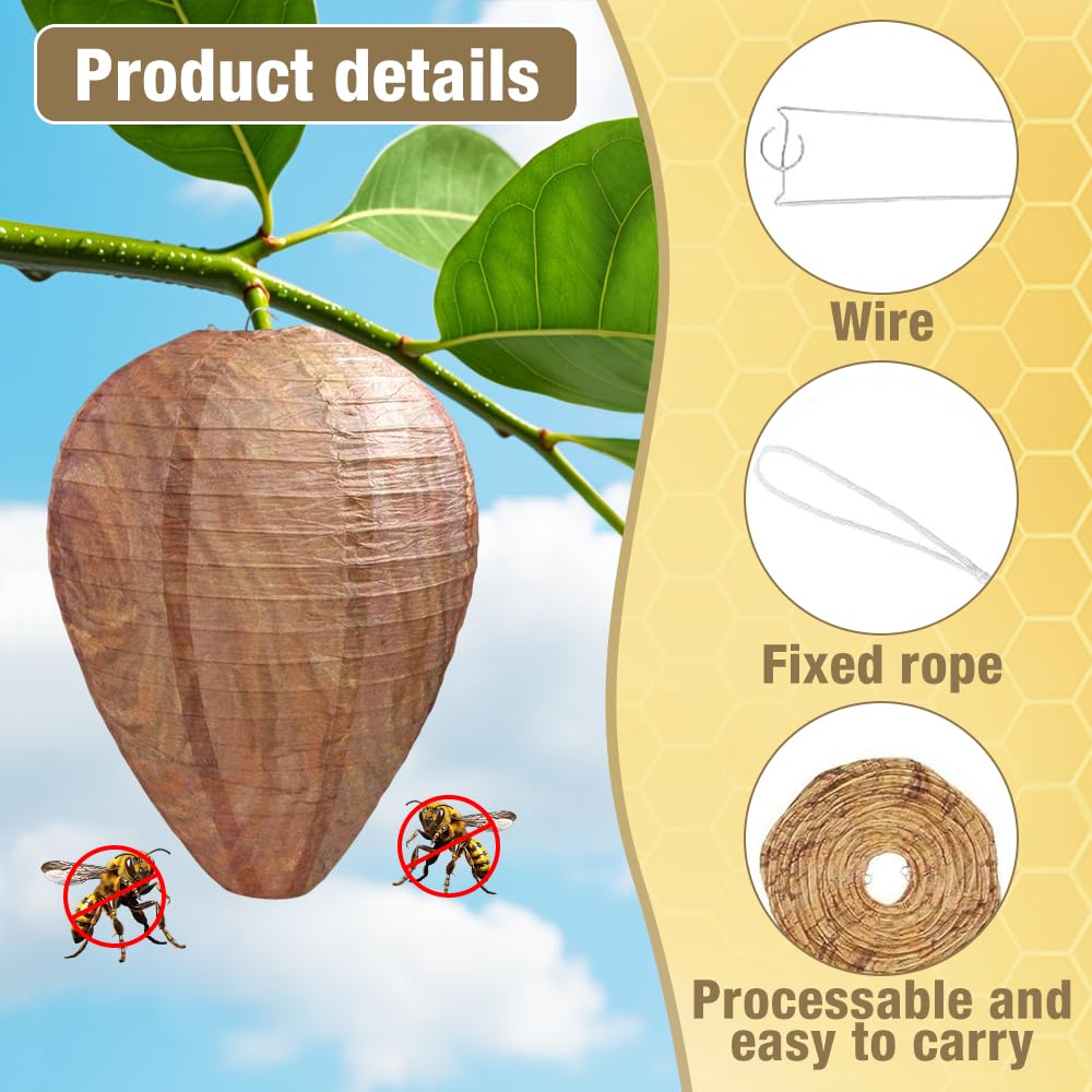 Mineup 8 Piezas Nido de Avispas, Nido de Avispa Artificial, Nido de Avispas Colgante, Nido de Avispas de Suspensión, Natural Ecológico para hogares y Jardines al Aire Libre