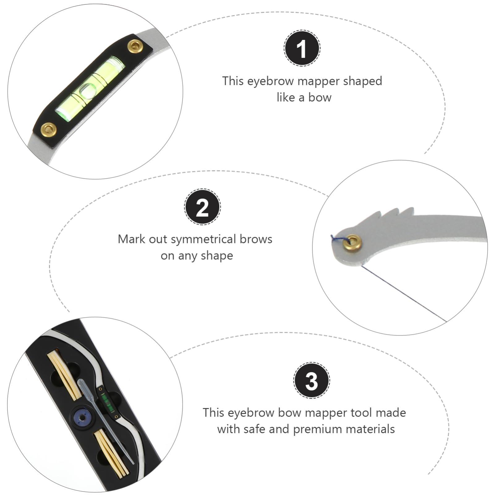 minkissy 3pezzi Righello Sopracciglia Professionale Con Design Livellato Strumento Per Mappatura e Misurazione Eyebrow Ruler Per Trucco Preciso e Simmetrico Per Estetisti e Uso Domestico