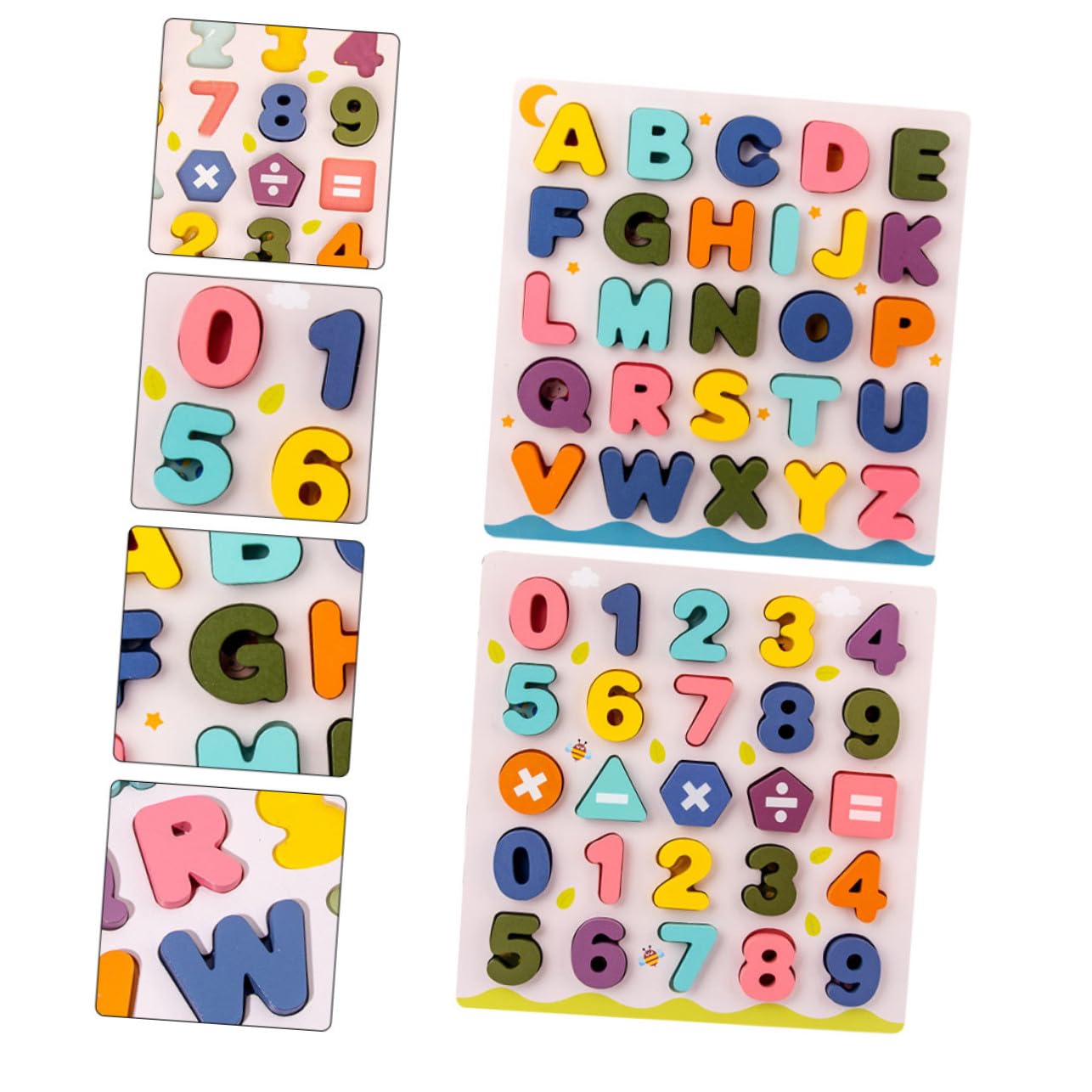 BESPORTBLE 2juegos Rompecabezas de Madera para Alfabeto y Bloques de Rompecabezas Juguetes de Reconocimiento de Letras para Jugar Casa y Aprender Números y Letras Juguetes de Reconocimiento D