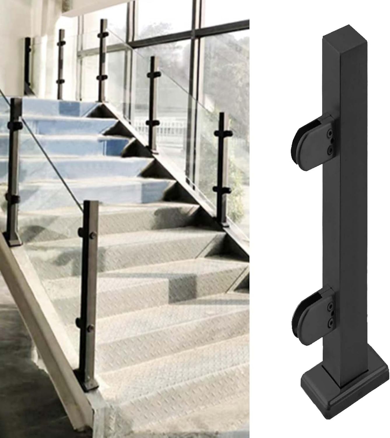 Postes de esquina de barandilla de vidrio, postes de valla duraderos para escaleras y balcones, fácil instalación, diseño elegante para mejorar la seguridad y estética del hogar
