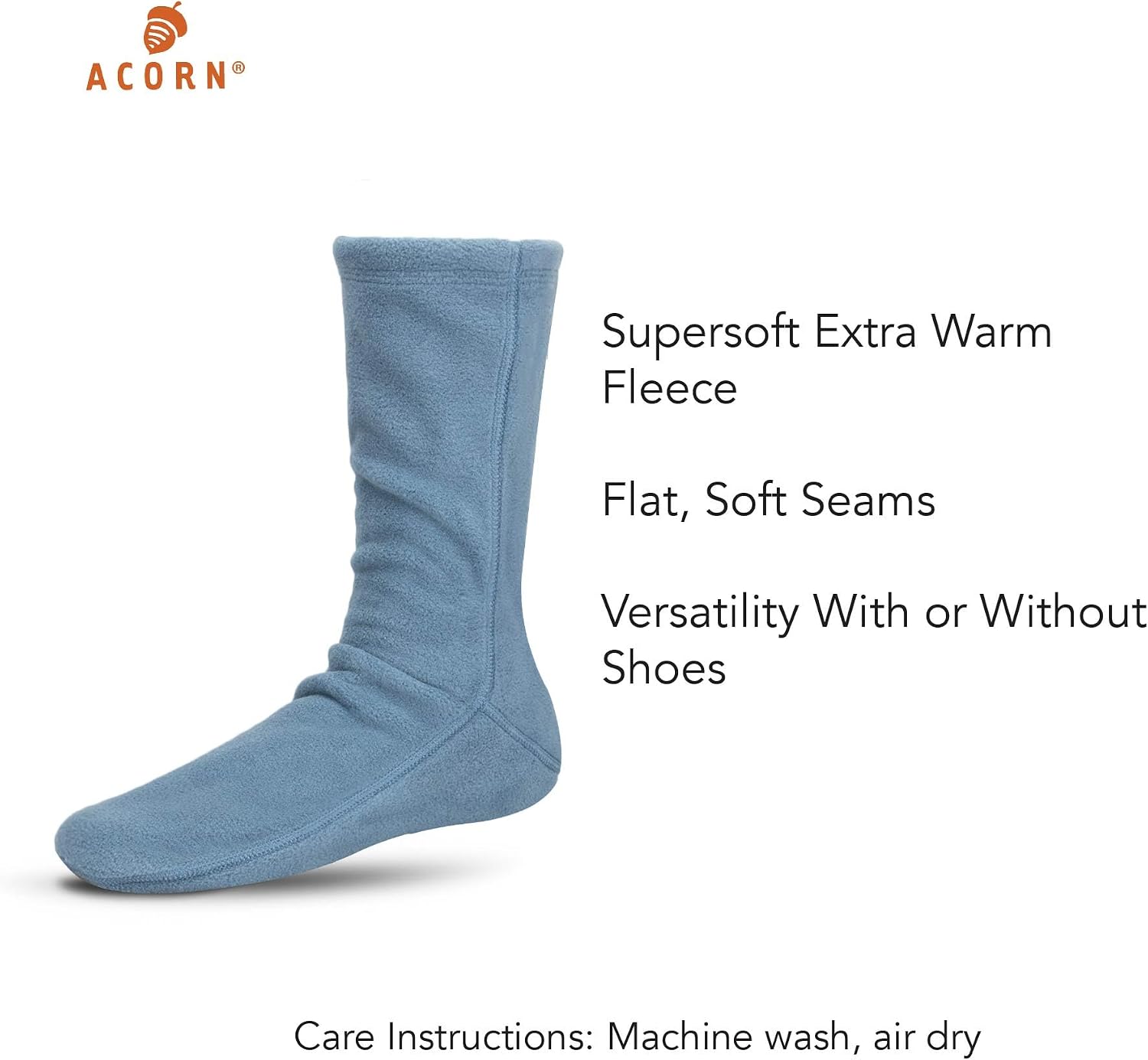 Acorn Mens and Womens Versafit Fleece Sock: Super Soft & Ultra-Warm, Mid-Calf Height, Flat-Flock Seams