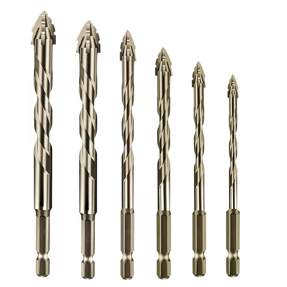 Four Edged Serrated Eccentric Drill Bit Set, Four-Edged Serrated Eccentric Drill Four-Flute Serrated Eccentric Drill Bits,High-Strength 4-Flute Serrated Eccentrics Drill Bit Kit (6 Pcs)