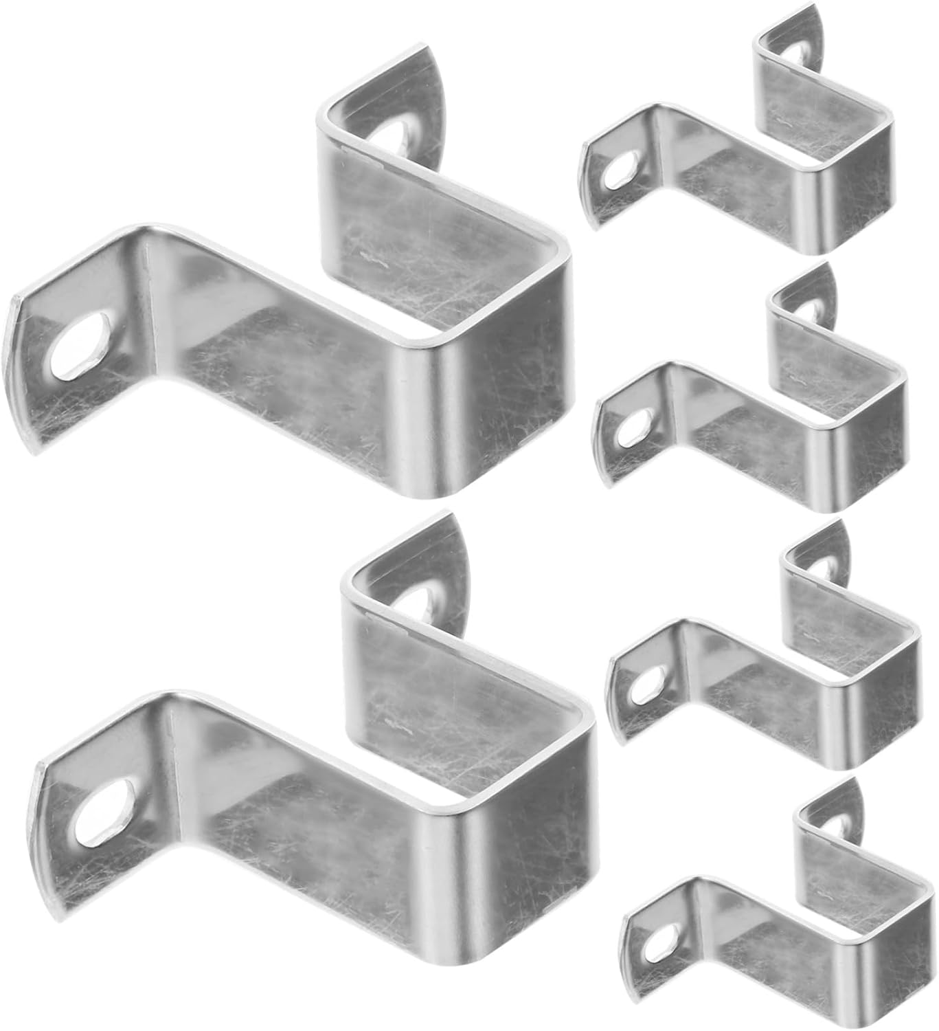 POPETPOP 6pcs U-shaped Bracket Clamps Tube Clamps for Woodworking Stainless Steel Gate Bracket Pipe Support for Mounting