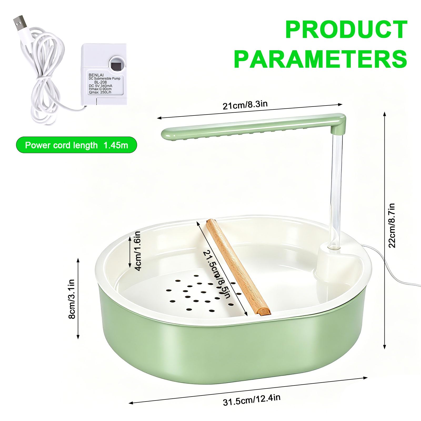 Ducha para pájaros, periquitos, ducha con bomba USB, ciclo de agua, para periquitos, periquitos, cacatúas, verde