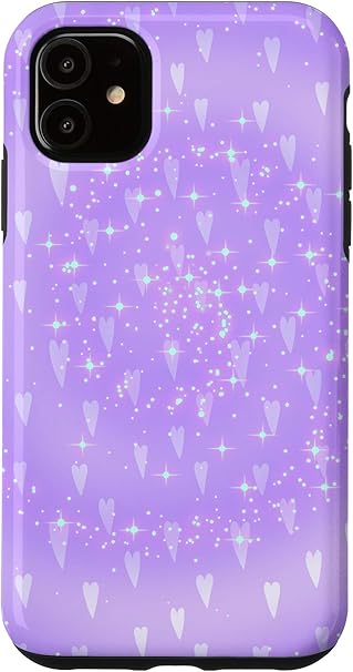Amazon Com Iphone 11 Pro Max Purple Heart Phone Cases With Hearts And Stars Purple Skies Case Cell Phones Accessories
