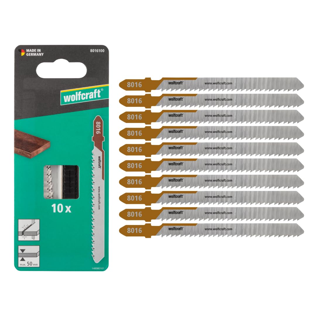 wolfcraft 10x Jigsaw Blade Set for Fine Cuts, Bi-Metal with T-Shank