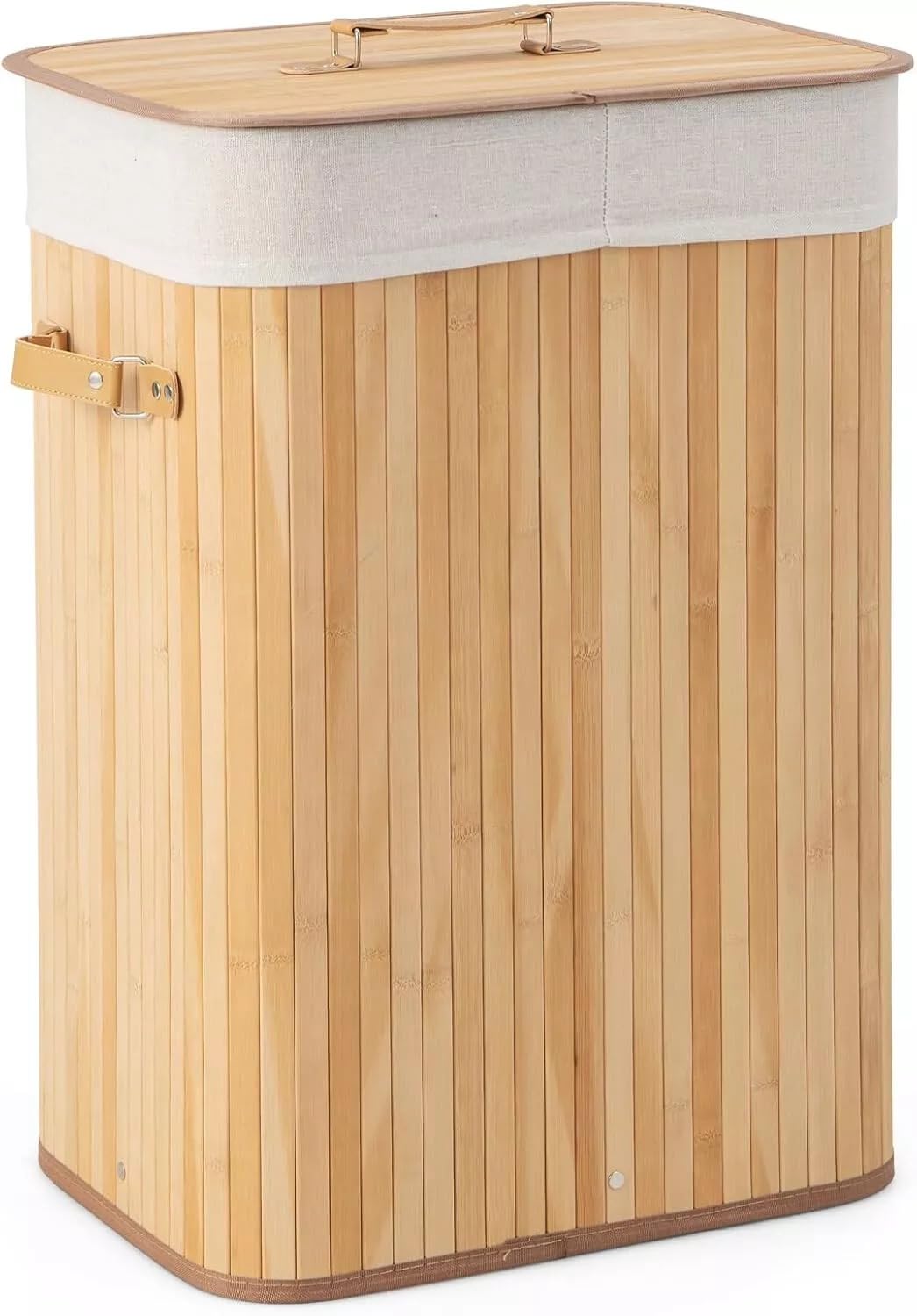 Bamboo Laundry Basket 72L Collapsible Bamboo With 1 Compartment Laundry Hamper Laundry Basket Removable Lining Large Laundry Bins Laundry Hamper with Lid Bamboo Laundry Storage basket (NATURAL)