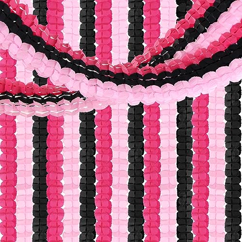 Image of Hot Pink Black Party-Decorations Streamers Garland - 157Ft Four-Leaf Clover Hanging Banner, Wedding Engagement Bachelorette Birthday Baby Bridal Shower Decor Hugtmr