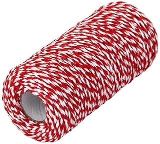 1 Roll 100m/328 Feet Multifunctional Cotton Bakers Twine String Glass Bottle Gift Box Decor Craft Packing Rope Perfect for Baking Butchers Wrapping (Red+White)