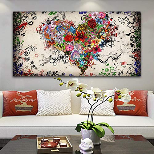 Peintures sur toile abstraite fleurs KEBIA 70x140cm pour décoration salon