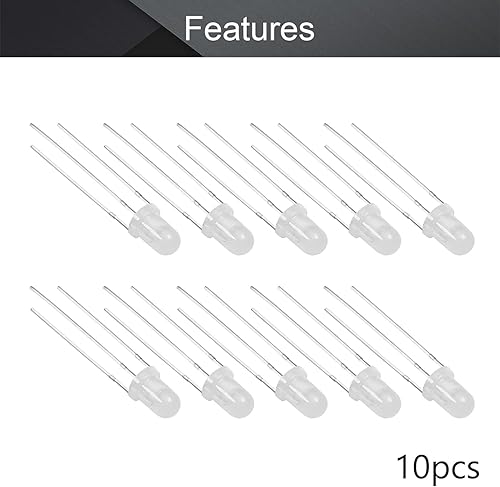 Miniatura 8 de 10 luces LED rojas y verdes de 0.197 in, diodos LED redondos bicolor, cátodo común, lente blanca, 3 pines RGB componentes electrónicos lámparas de