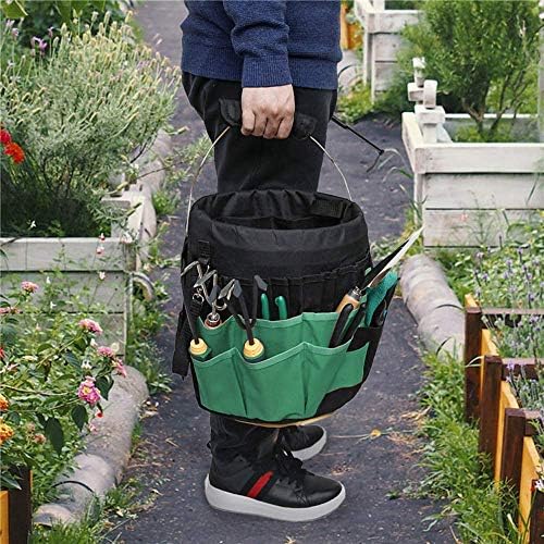 Green Gardening Tools Organizer 5 Gallon Bucket Tools Kit Storage Organizer with Handle, Garden 42 Pockets Tools Management Bucket Bag Trays, Insert Bucket Boss Tools Organizer (Tools Excluded), Black, 17.91 inch x 11.81 inch - Thumbnail 3