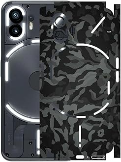 AtOdds - Nothing Phone 2 - Mobile Back Skin Sticker - Lamination - Rear Screen Guard Protector Film Wrap (Coverage - Back+Camera+Sides) (Design - Black Camo)