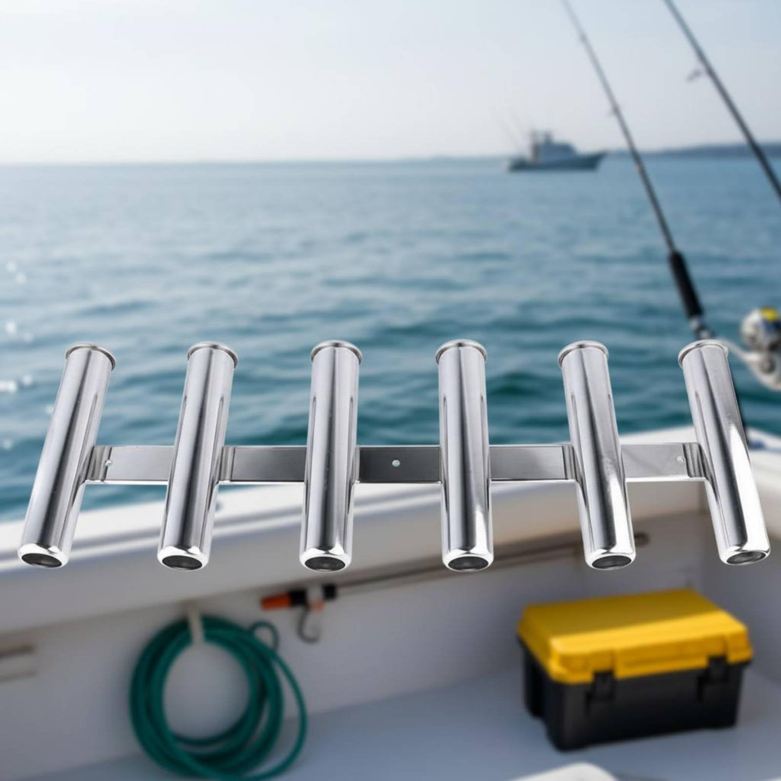 Rack Multi-Canna in Acciaio Inox Stabile Porta-Canne da Barca Compatto Tubo Porta-Canna Multiplo