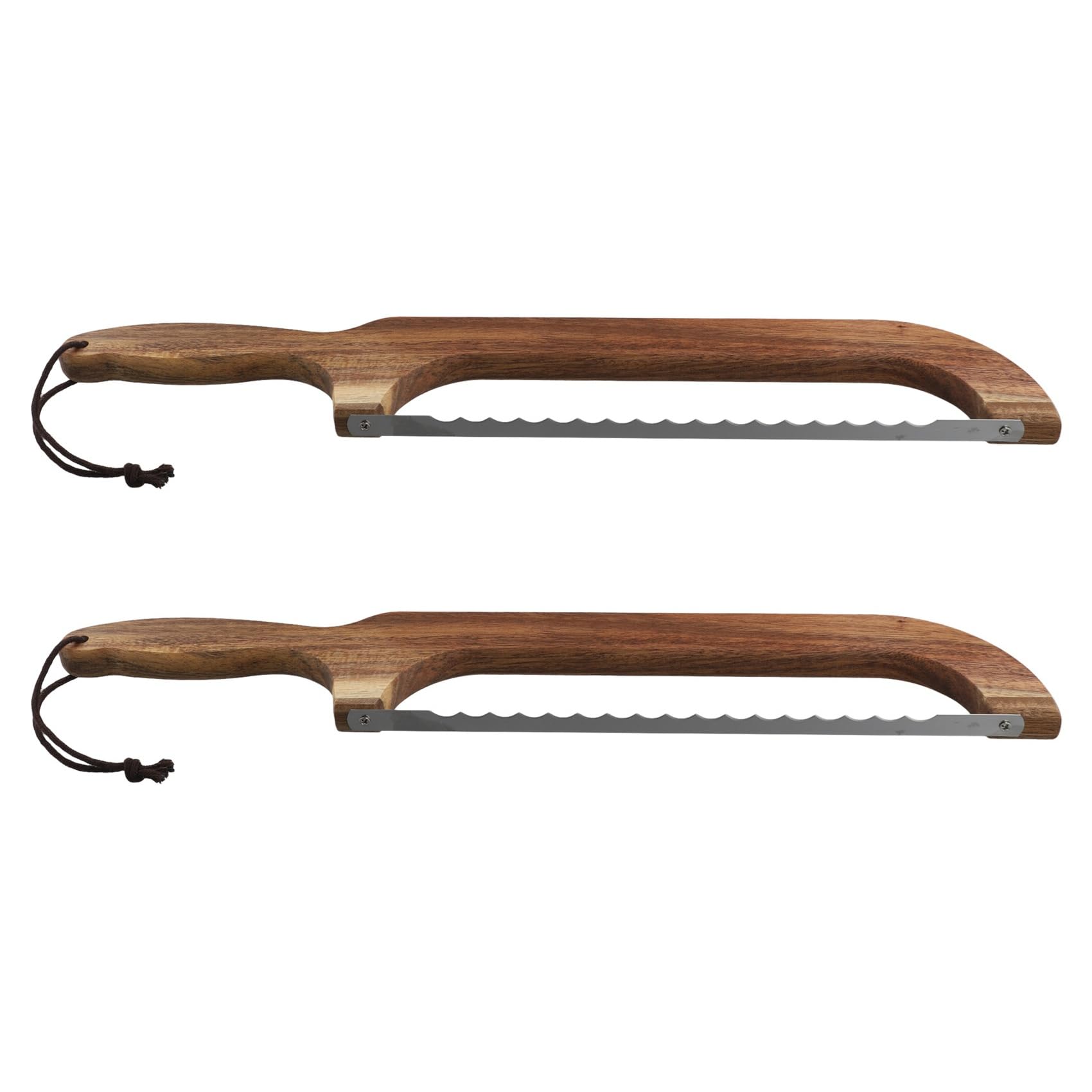 Hndhbfgrt 2X Wooden Bread Bow Knife for Homemade Bread,16.5inch Serrated Sourdough Cutter Fiddle Bow Bread Slicer Knife